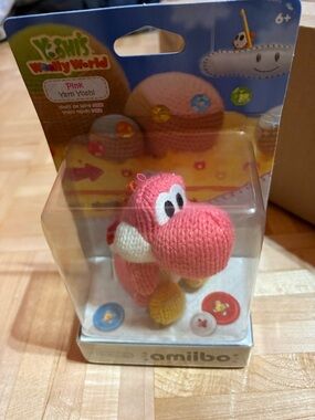 Nintendo Pink Yarn Yoshi Plush amiibo - Pink with Yellow Feet